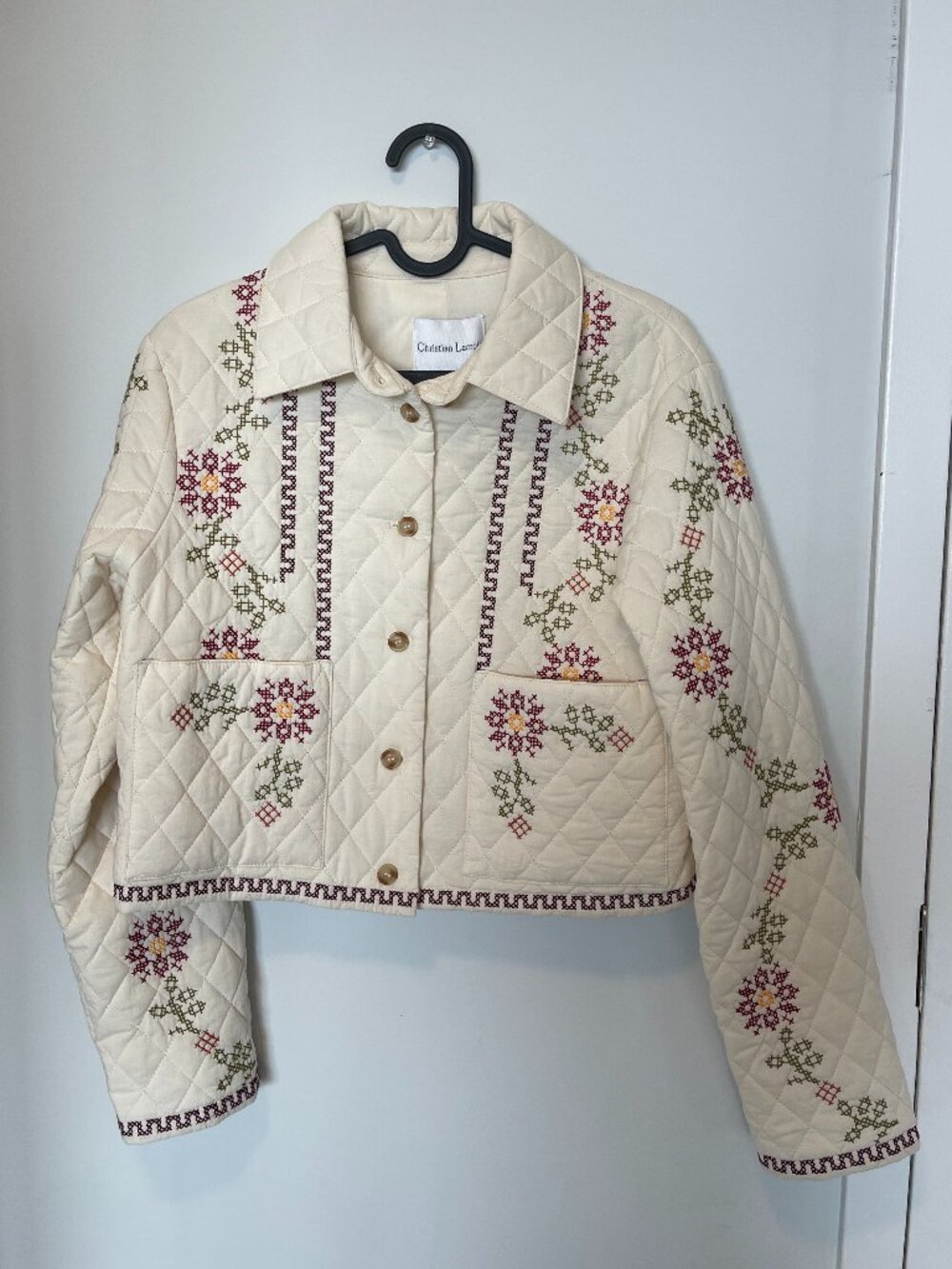NWT CHRISTIAN LACROIX QUILTED EMBROIDERED CROPPED JACKET SIZE 6